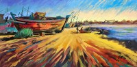 Abdul Wahab, 14 x 28 Inch, Acrylic On Canvas, Seascape Painting, AC-AWB-036